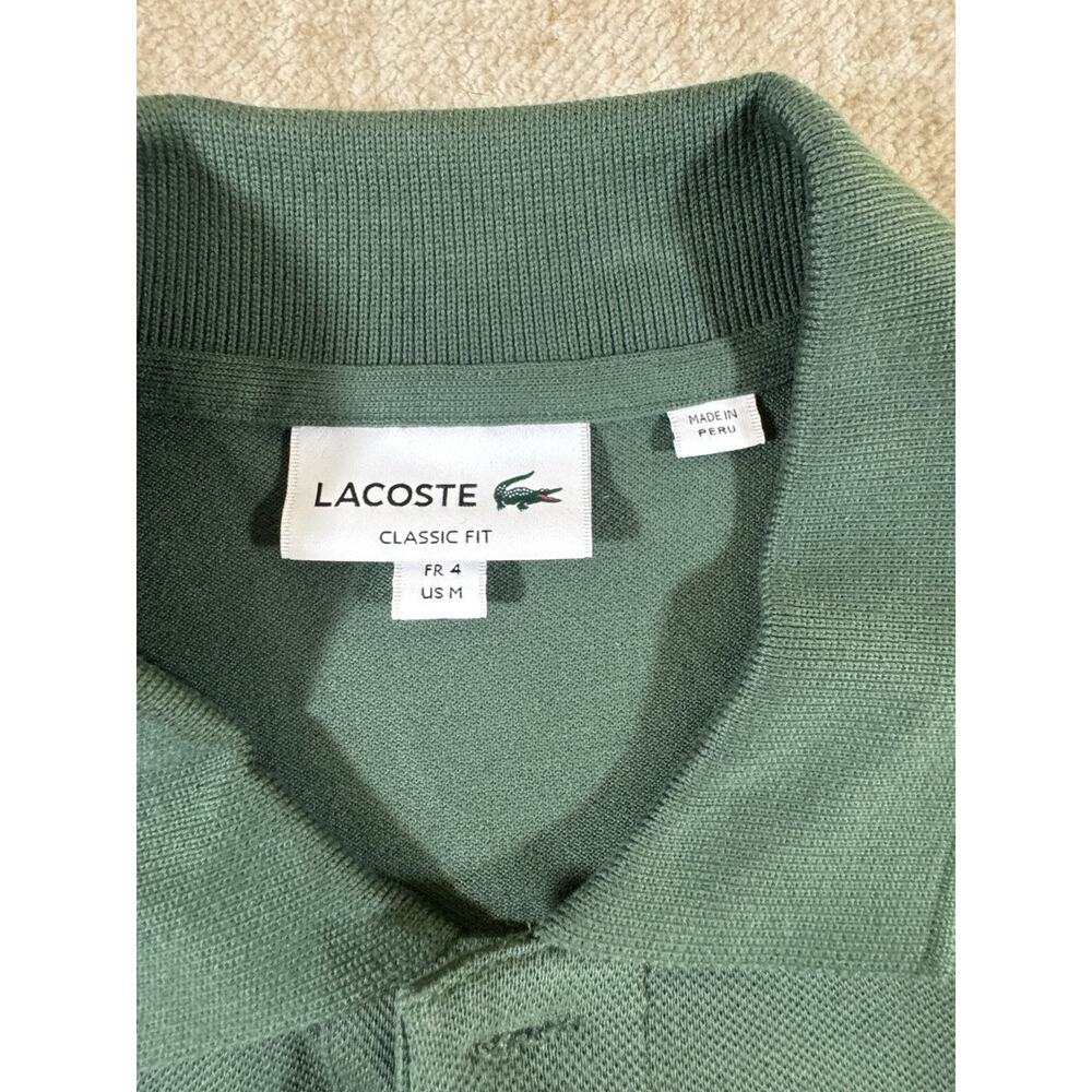 Lacoste Green Polo Shirt Men’s Size 4 Medium Classic Crocodile Logo Cotton Pique - Picture 2 of 13